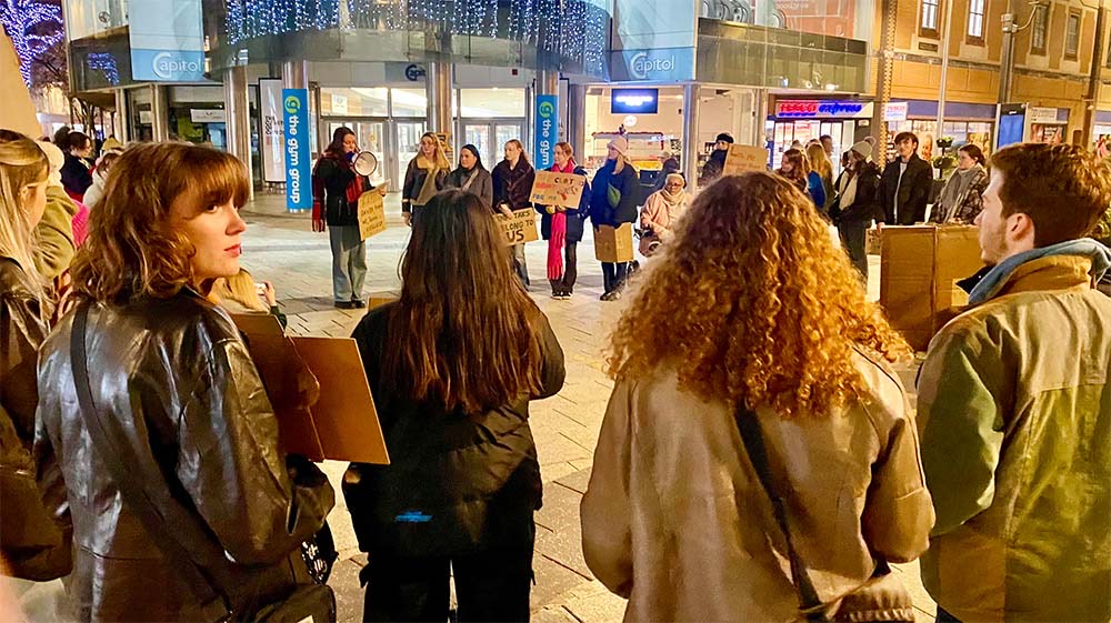 Reclaim the Night Walk 2023, people gathered in a circle