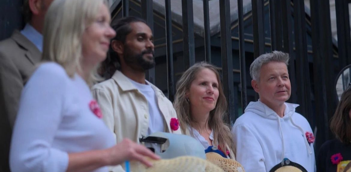 Georgie Maynard amongst fellow campaigners