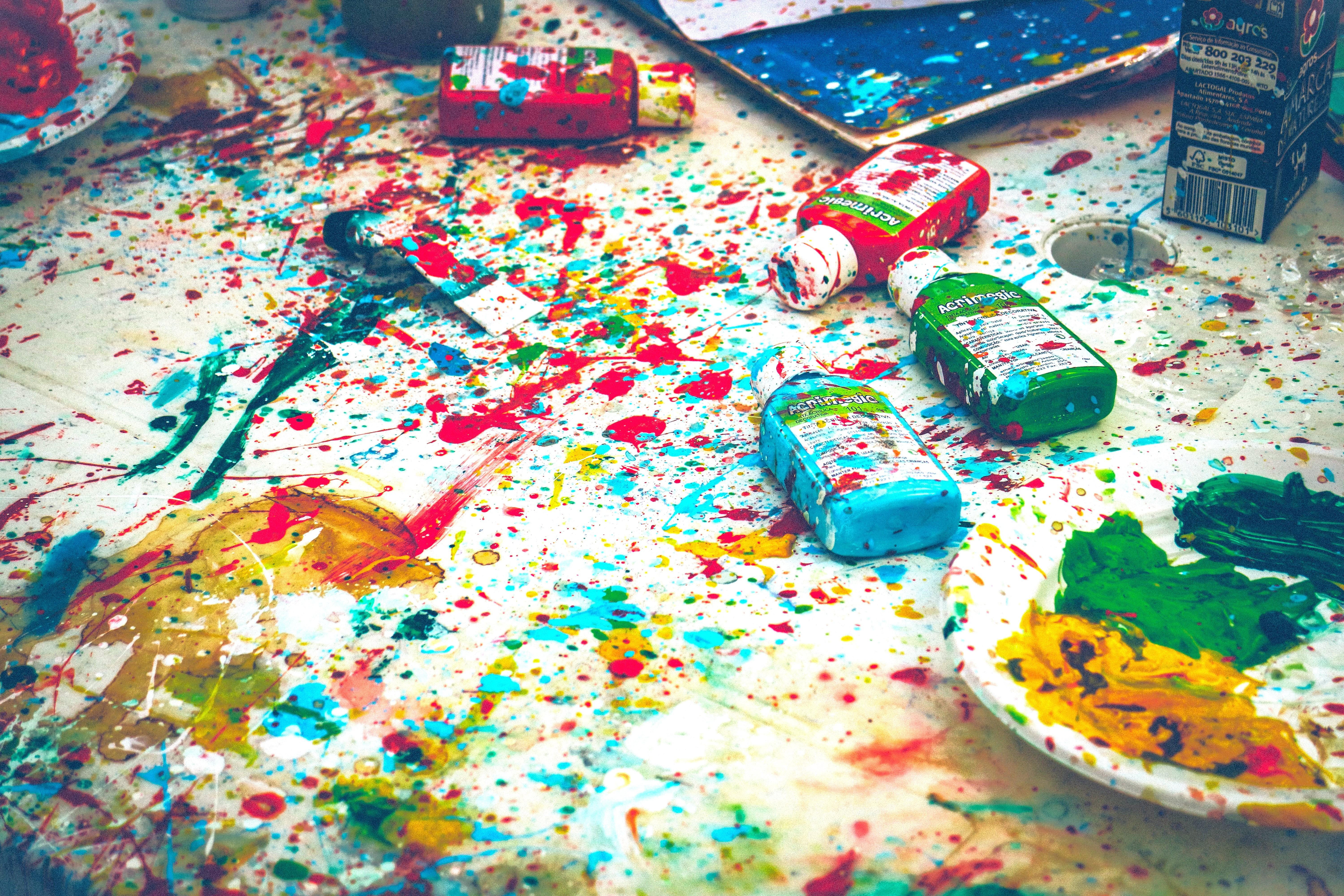 paint splattered on a white background