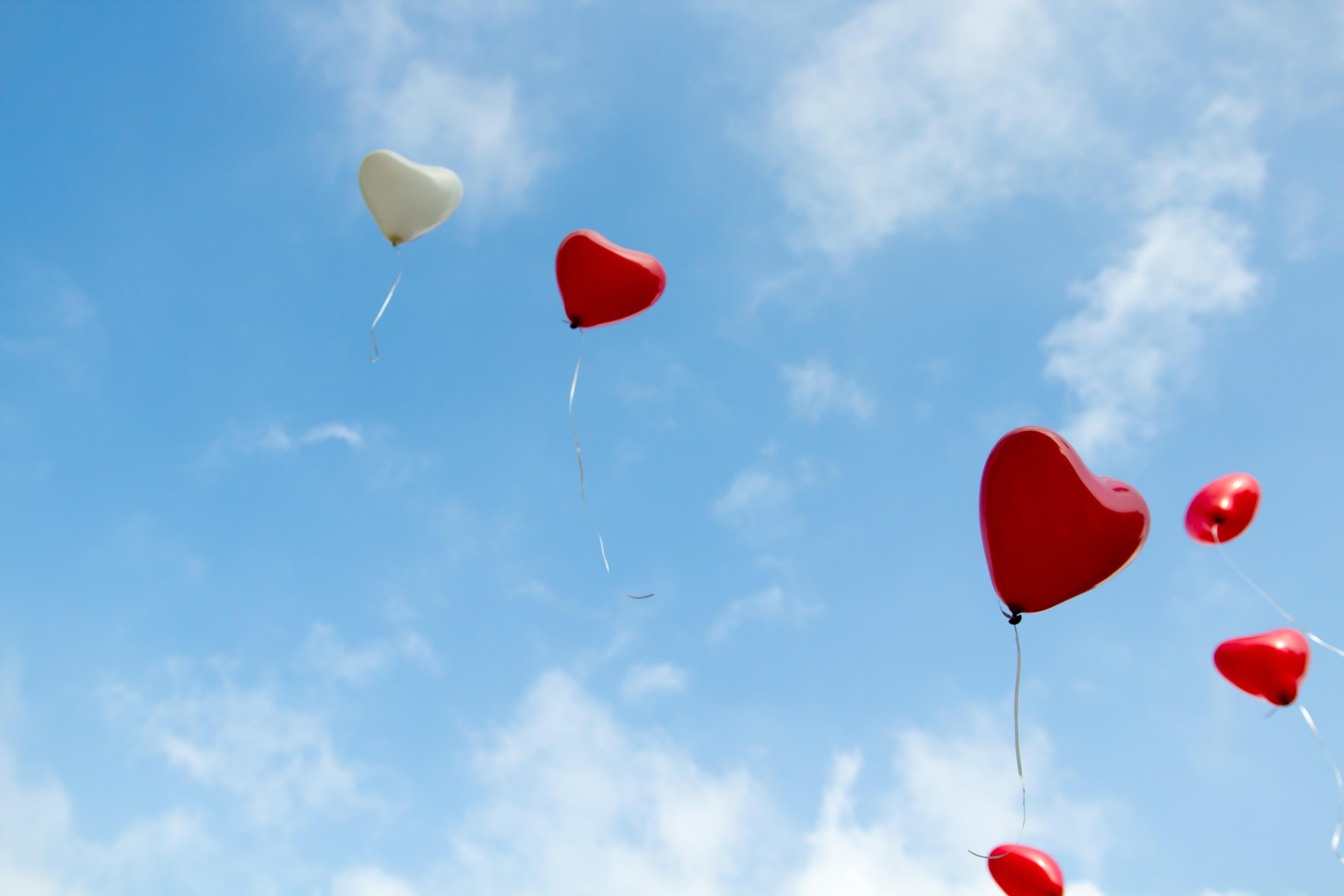 heart balloons floating in the air