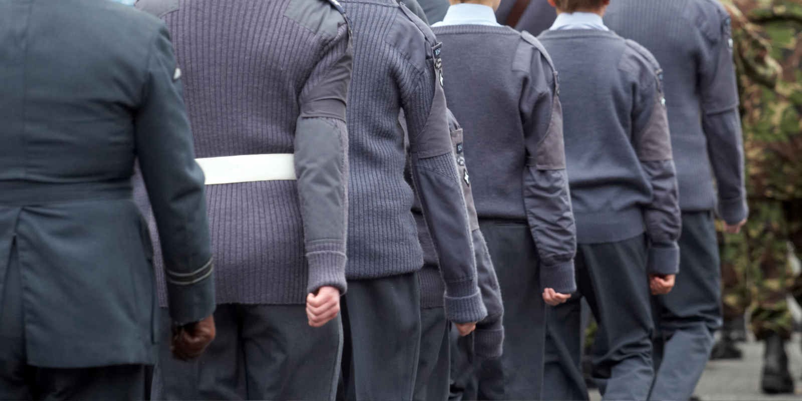 cadent students marching in a line