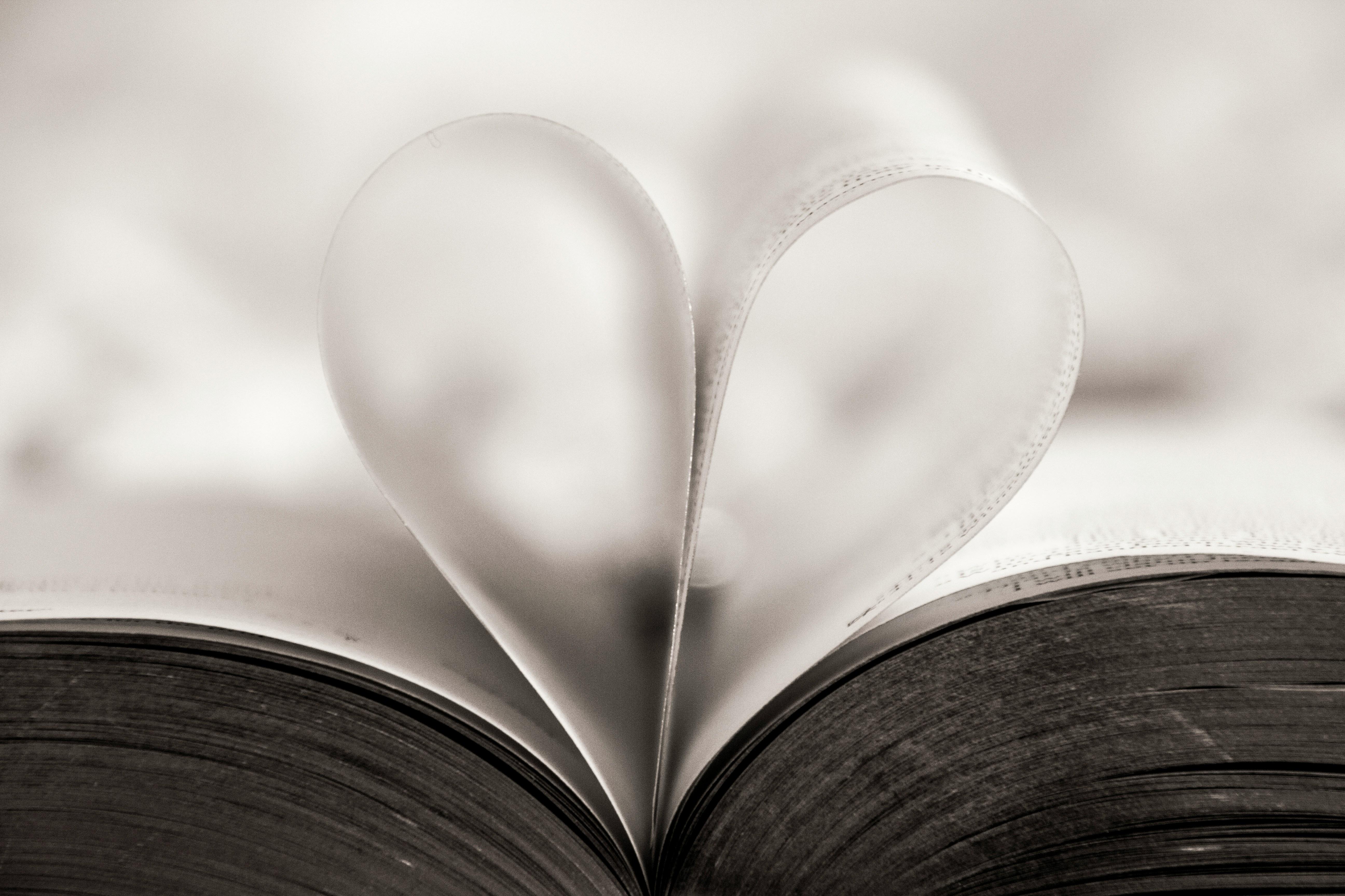 book pages in the shape of a heart