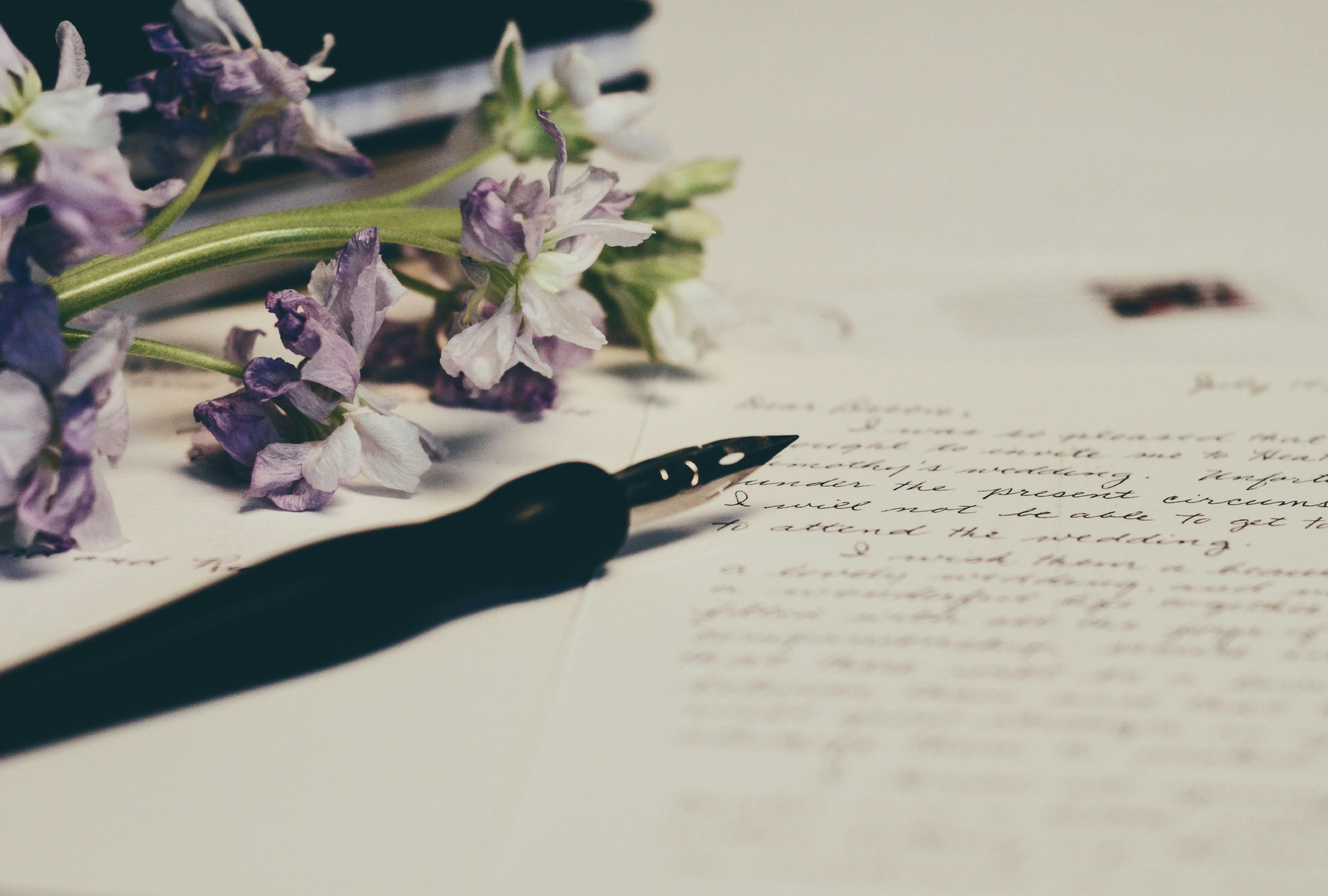 handwritten document with flowers
