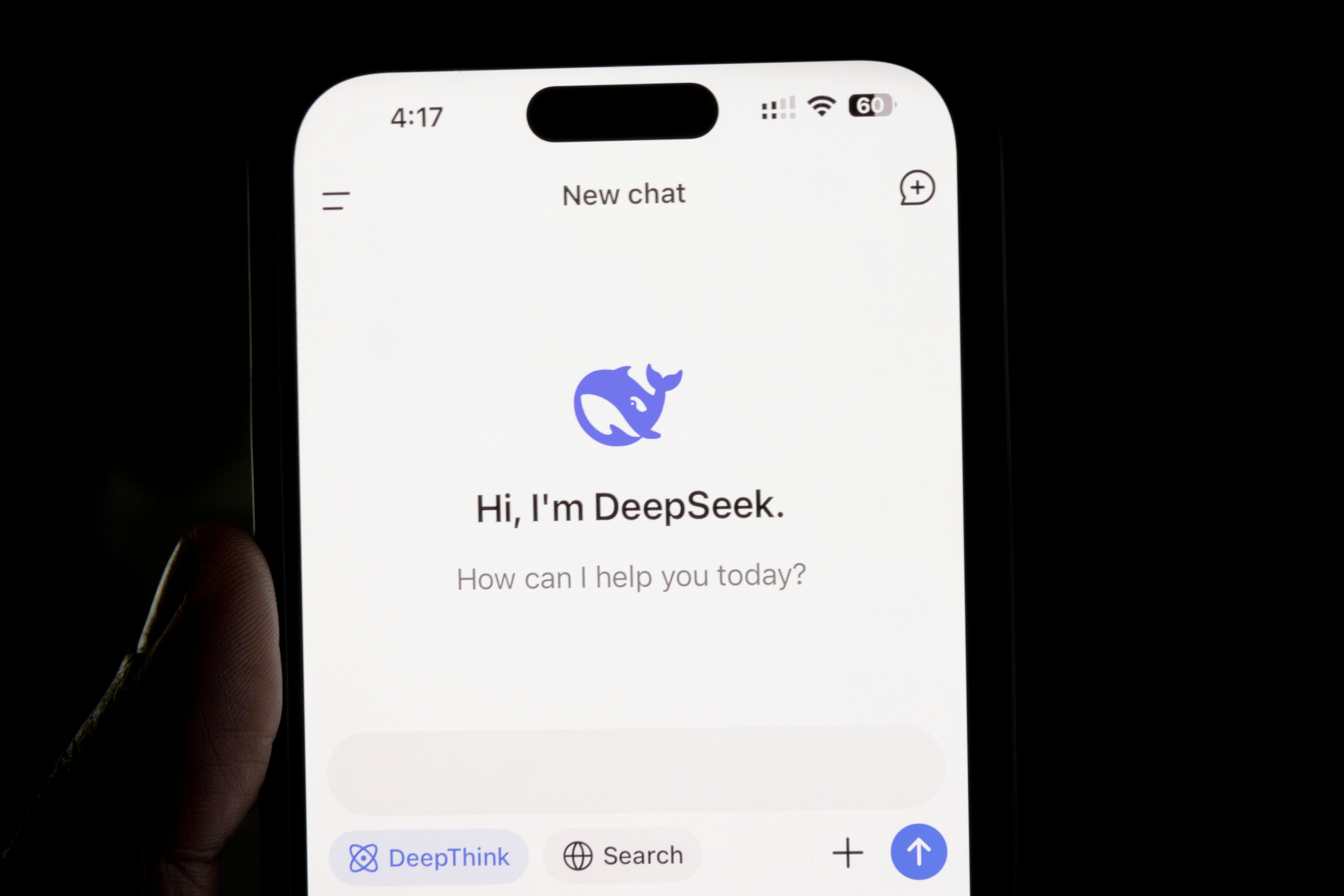 deepseek chat interface on a phone screen