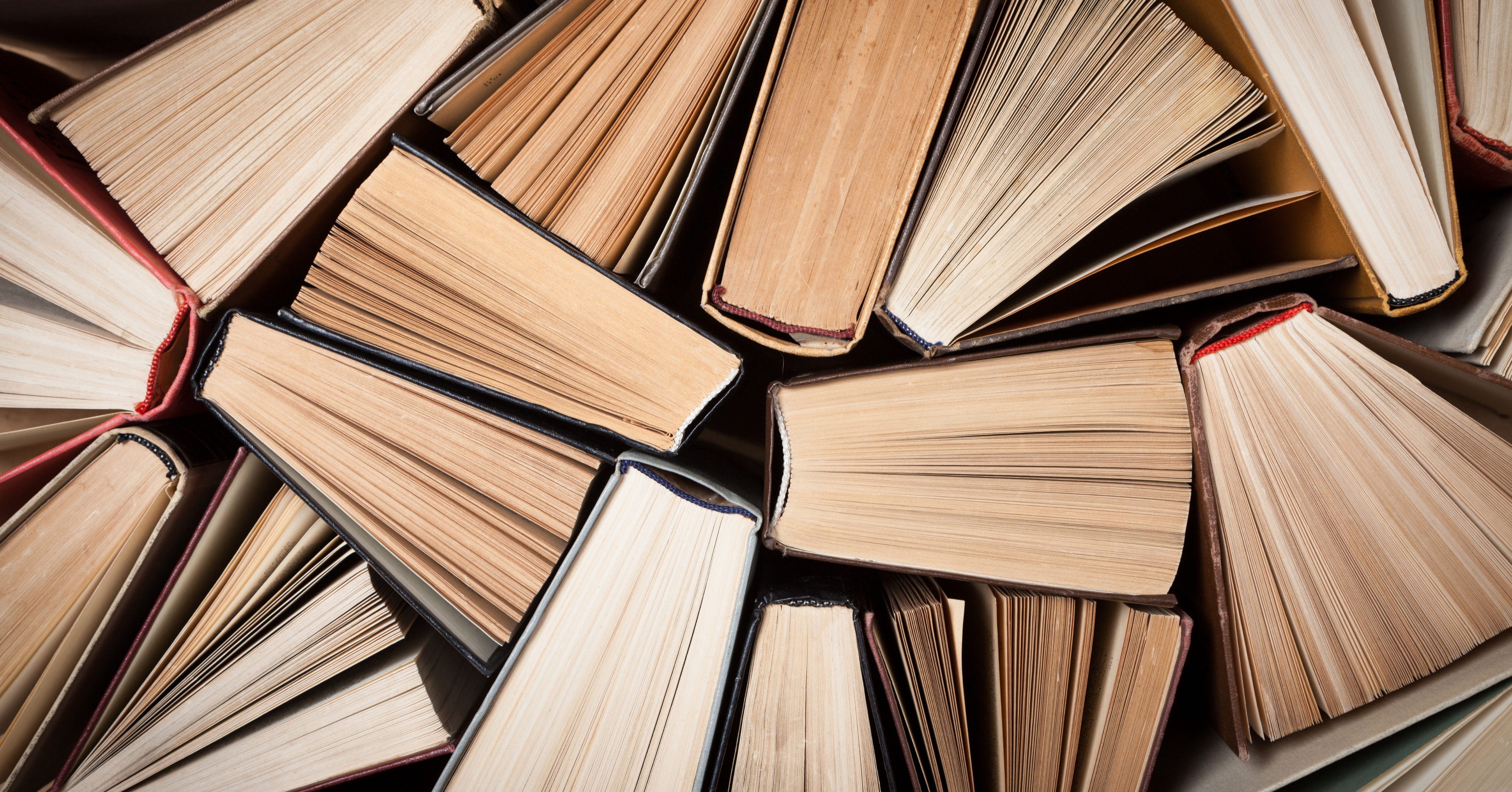 the top view of several books