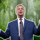 Nigel Farage Standing in front of a jungle background