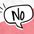 The word "No" in a speech bubble