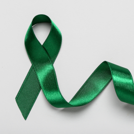 Green ribbon on a white background