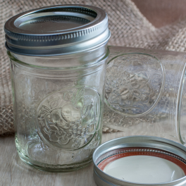 canning jars sitting on a table