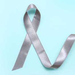 gray ribbon to symbolize brain cancer awareness