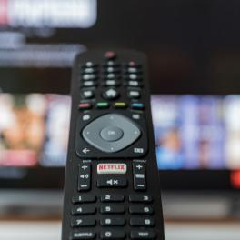 remote held up to a tv screen