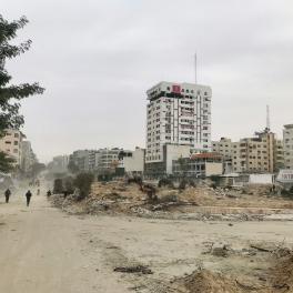 A destroyed street in Gaza. 