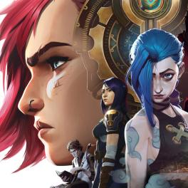 A poster depicting the main characters of the show Arcane