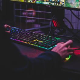 person using a desktop computer
