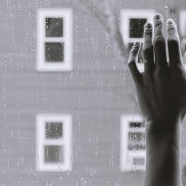 person looking out the window