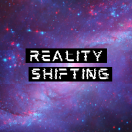 a distorted picture of the milky way with text that reads "reality shifting"