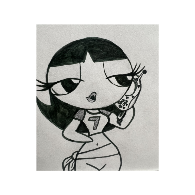 sketch of a powerpuff girl