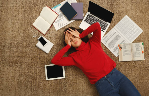 Student facing stress due to upcoming exams