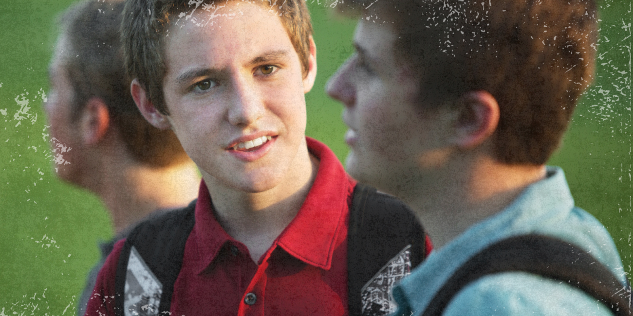 two teen boys talking