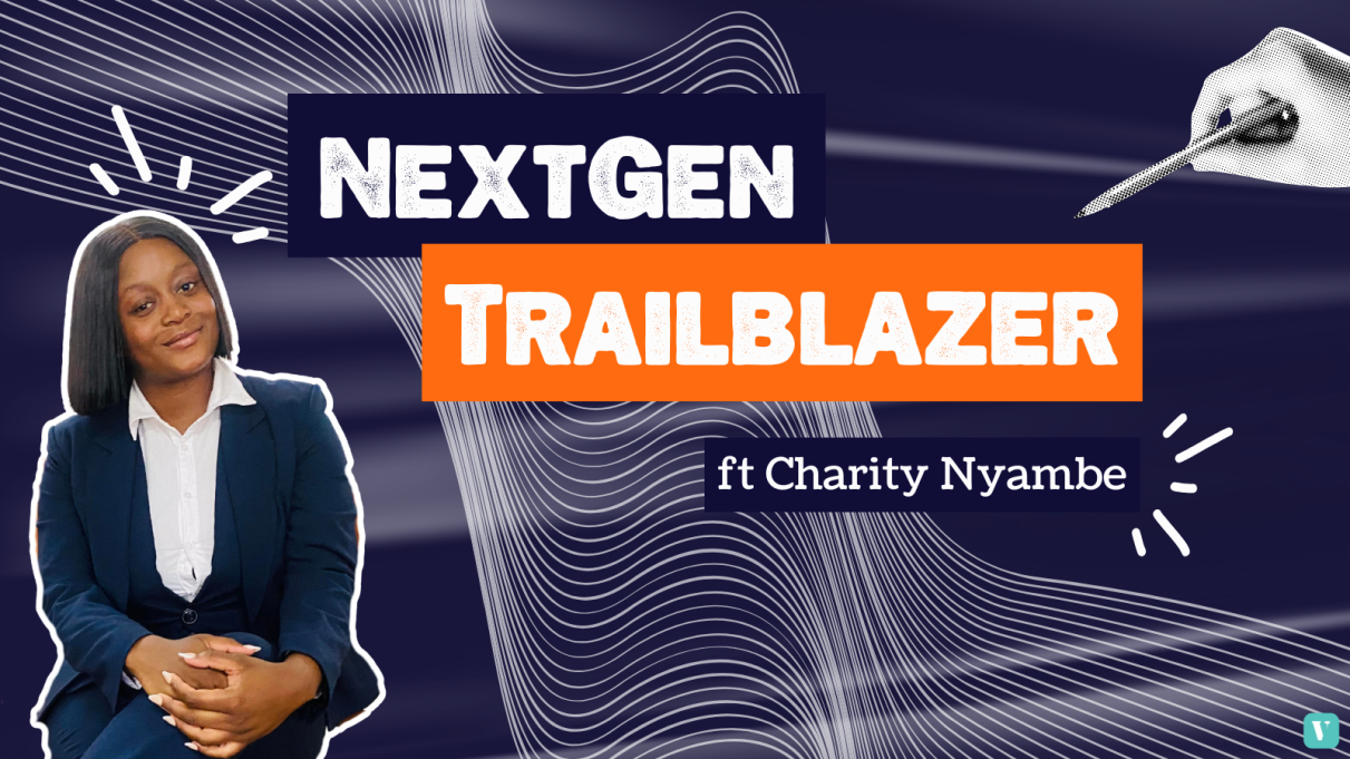 A cover image graphic that reads "NextGen Trailblazer with Charity Nyambe" on a navy background