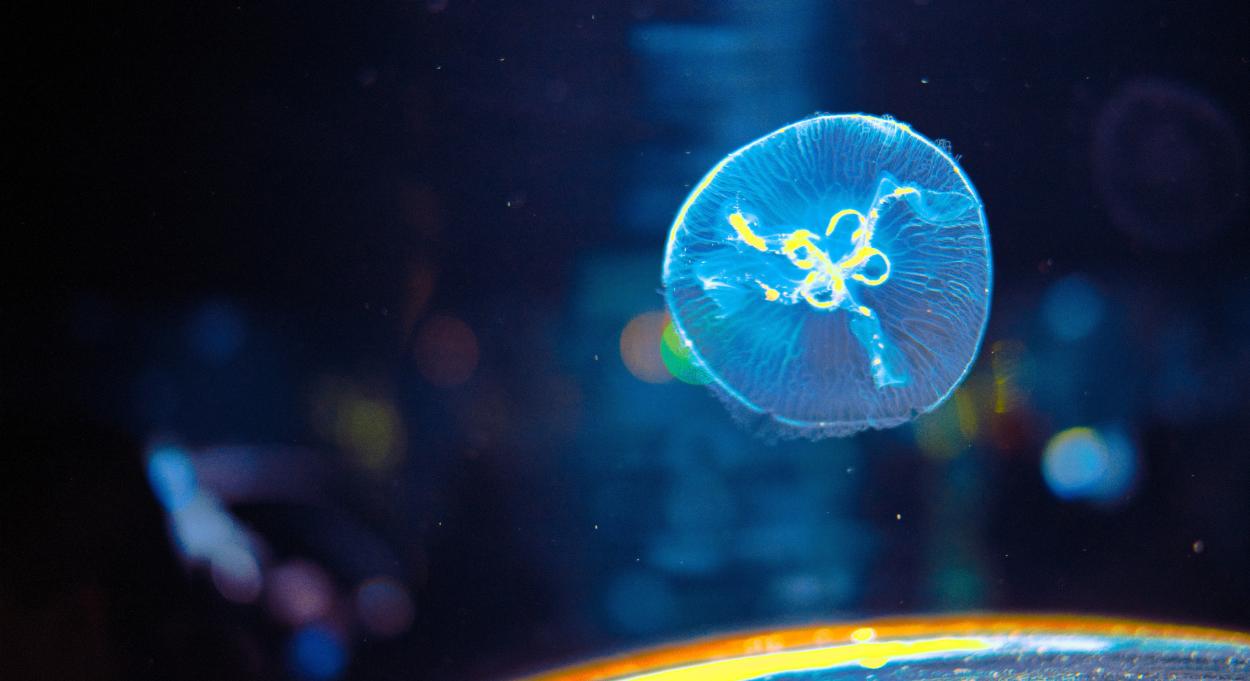rainbow jellyfish in a tank