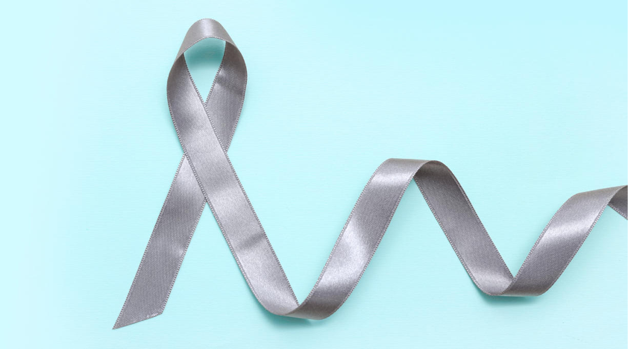 gray ribbon to symbolize brain cancer awareness