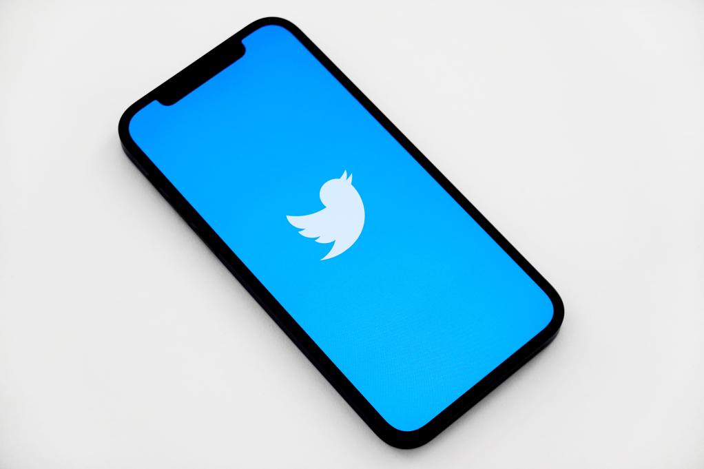 Twitter logo appearing on an iphone screen