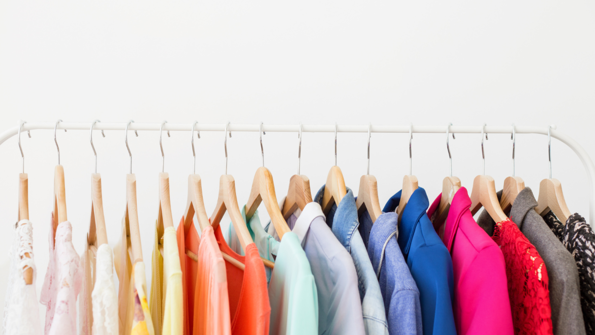 Colorful clothing on a rack
